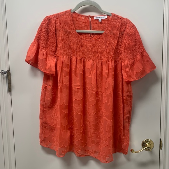 Orange Rose & Olive Blouse. Size XL. - Picture 1 of 5